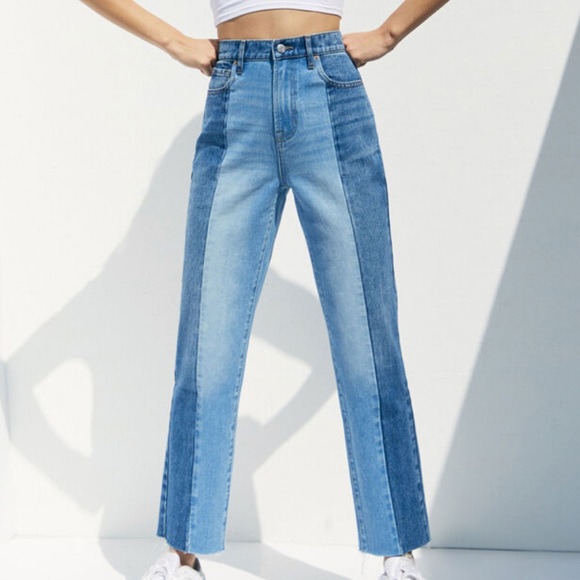 PacSun Denim - PacSun Two Tone High Waist Straight Leg Blue Jeans